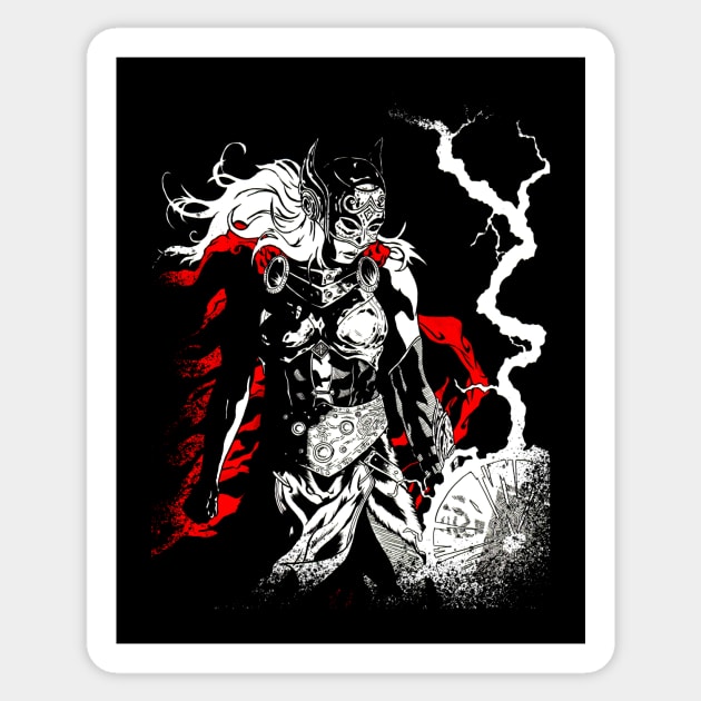 Goddess of Thunder Sticker by JonathanGrimmArt